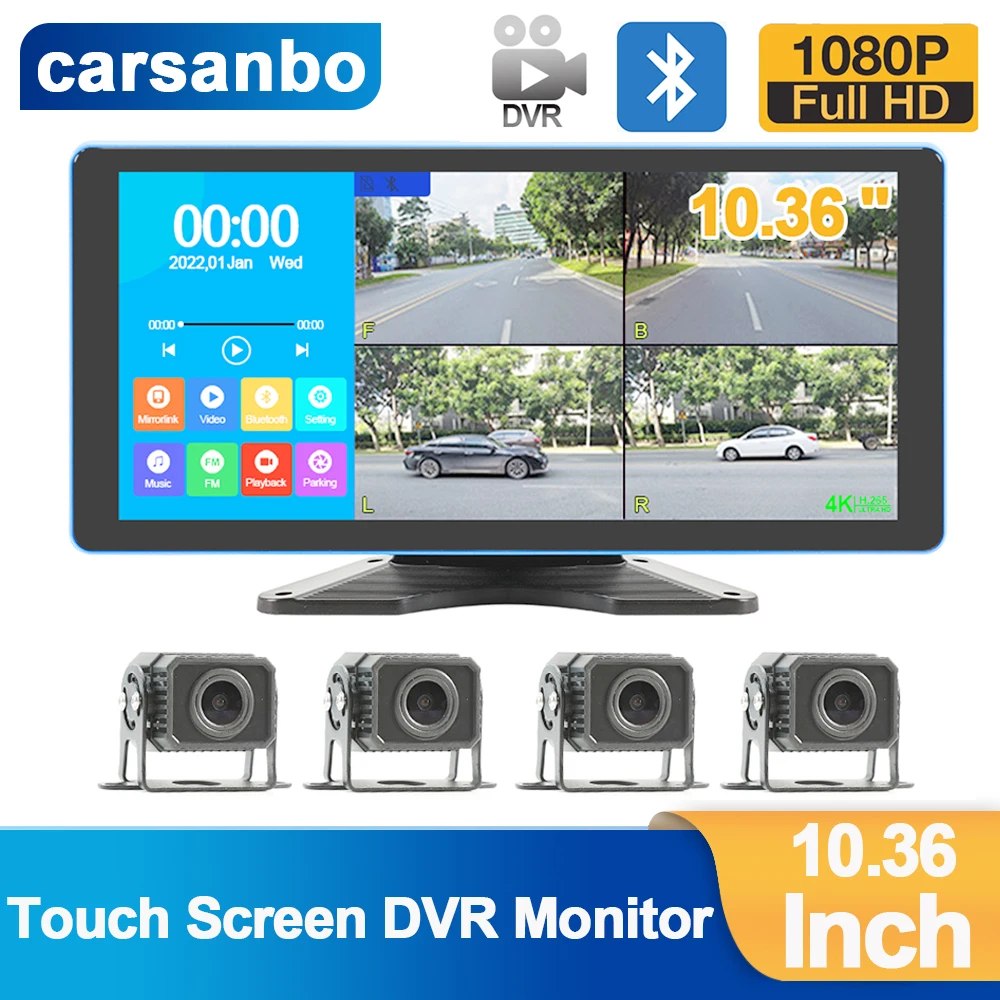Carsanbo 10.36 Inch Car 4CH Split Monitor IPS AHD Touch Screen Color 1080P Night Vehicle Parking Camera for Truck Bus Recorder 
Carsanbo 10.36 Inch Car 4CH Split Monitor IPS AHD Touch Screen Color 1080P Night Vehicle Parking Camera for Truck Bus Recorder