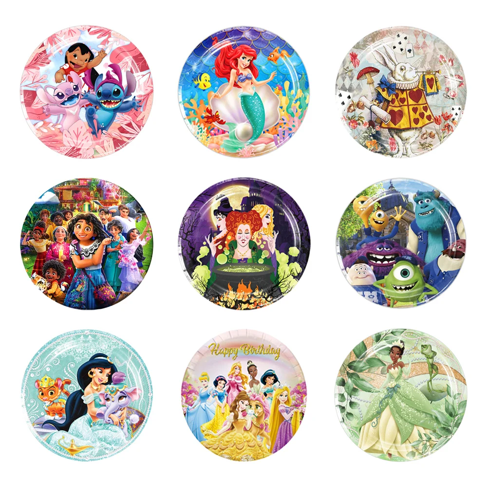 

Disney Princess Toy Story Monsters University Lilo & Stitch Halloween Minnie Birthday 9inch Disc Party Decoration Supplies Gift