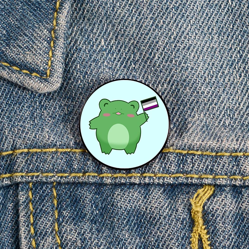 

Cute Asexual Pride Frog Pin Custom Brooches Shirt Lapel teacher tote Bag backpacks Badge Cartoon gift brooches pins for women