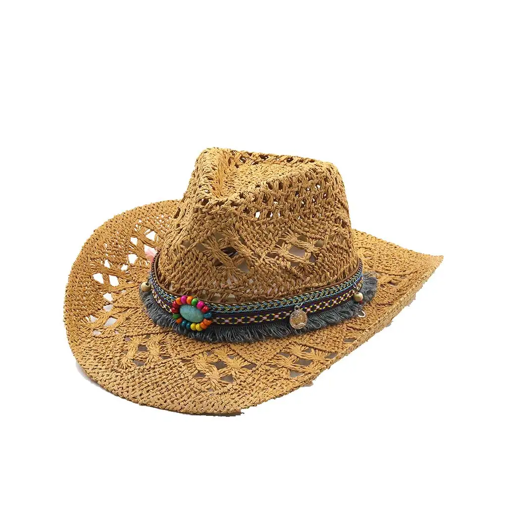 

1/2/3 Cowboy Straws Hat Woven Wide Brim Sun Protection Casual Breathable Summer Outdoor Fishing Beach Fashion Sunscreen Cap