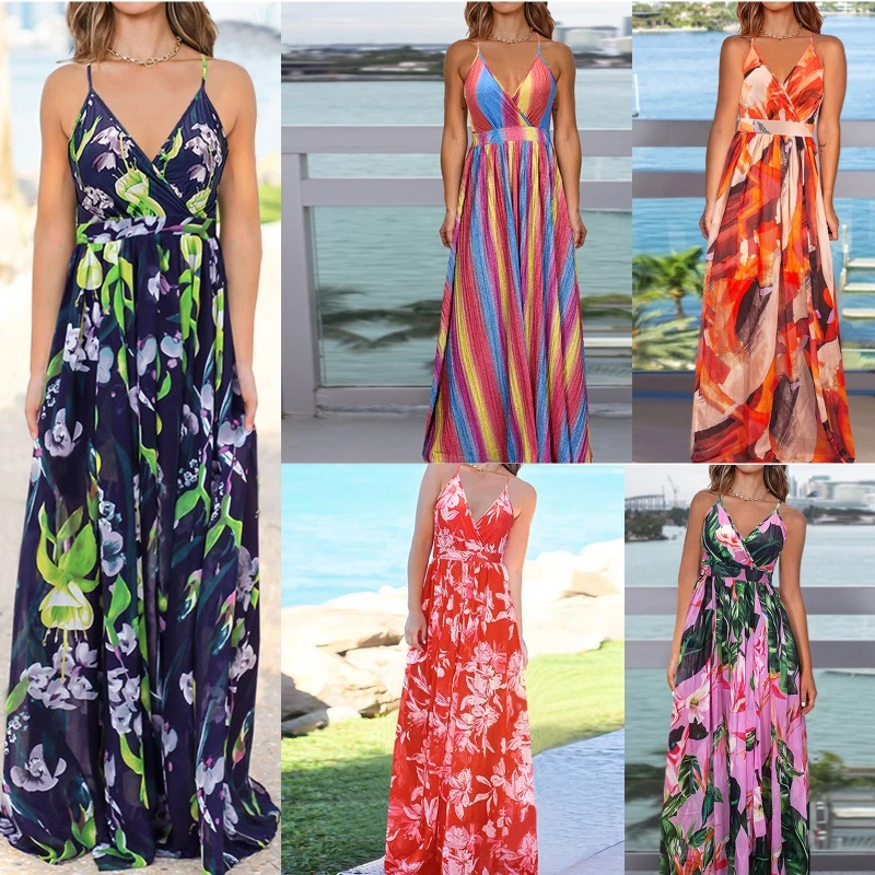 Women Summer Spaghetti Strap Wrap Deep V-Neck Maxi Long Swing Dress Boho Floral Printed Crisscross Backless Pleated A-Line Flowy
Women Summer Spaghetti Strap Wrap Deep V-Neck Maxi Long Swing Dress Boho Floral Printed Crisscross Backless Pleated A-Line Flowy
