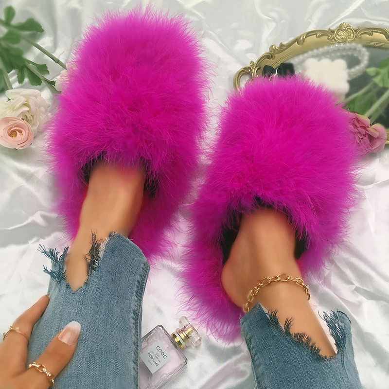 Women Ostrich Feather Fluffy Slippers Sexy Feather Home Slippers Luxury Shoes Soft Woman Real Fur Ladies Slippers Flat Wholesale
Women Ostrich Feather Fluffy Slippers Sexy Feather Home Slippers Luxury Shoes Soft Woman Real Fur Ladies Slippers Flat Wholesale