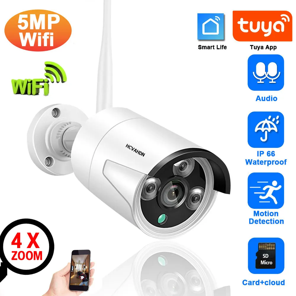 Tuya 5MP Bullet WiFi Camera Outdoor Security Protection CCTV Video Surveillance Camera Smart life Wireless IP Cam
Tuya 5MP Bullet WiFi Camera Outdoor Security Protection CCTV Video Surveillance Camera Smart life Wireless IP Cam