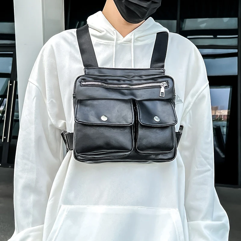Fashion PU Men's Chest Bags 2023 New Multi-function Tactical Vest Hip Hop Streetwear Unisex Chest Packs Travel Storage Pockets
Fashion PU Men's Chest Bags 2023 New Multi-function Tactical Vest Hip Hop Streetwear Unisex Chest Packs Travel Storage Pockets