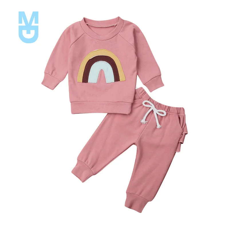New 2pcs born Infant Baby Girl Clothes Set Rainbow Long Sleeve Hoodie Tops Ruffle Leggings Pants Fall Winter Outfits 0-3Y
New 2pcs born Infant Baby Girl Clothes Set Rainbow Long Sleeve Hoodie Tops Ruffle Leggings Pants Fall Winter Outfits 0-3Y