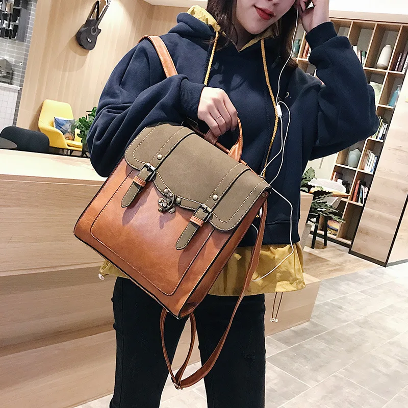 Lawaia Vintage Pu Leather Women Backpack Preppy Style Backpacks Fashion School Bag College Girl Backpack Shoulder Bags 2023 New 
Lawaia Vintage Pu Leather Women Backpack Preppy Style Backpacks Fashion School Bag College Girl Backpack Shoulder Bags 2023 New