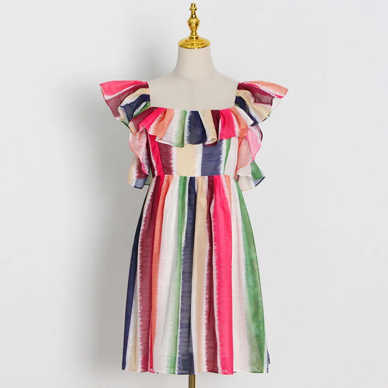 SeeBeautiful Ruffles Contrast Color Striped A-line Dress Square Collar Sleeveless Exposed Back Summer 2022 New Fashion Q299
SeeBeautiful Ruffles Contrast Color Striped A-line Dress Square Collar Sleeveless Exposed Back Summer 2022 New Fashion Q299