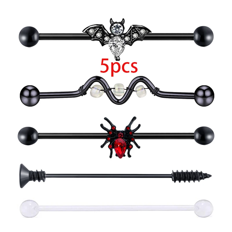 5pcs Surgical Steel Industrial Barbell Piercing Bar Fashion Jewelry 14G Star Moon Industrial Barbell Body Piercing Ear Studs
5pcs Surgical Steel Industrial Barbell Piercing Bar Fashion Jewelry 14G Star Moon Industrial Barbell Body Piercing Ear Studs
