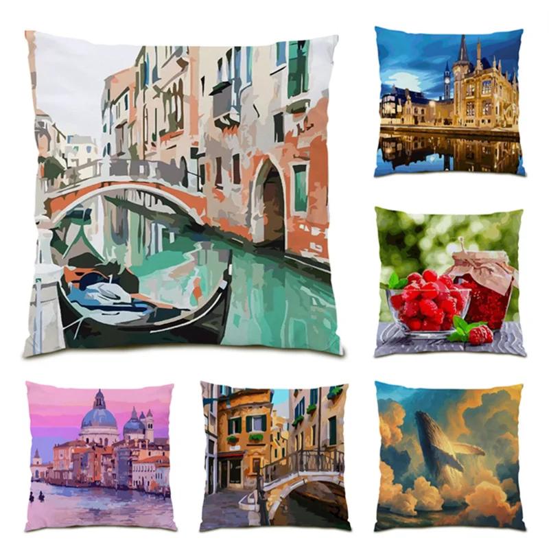 Pillowcases Polyester Linen Sofa for Bedroom Velvet European Style Comfortable Home Decor Famous Buildings Cushion Covers E1155
Pillowcases Polyester Linen Sofa for Bedroom Velvet European Style Comfortable Home Decor Famous Buildings Cushion Covers E1155