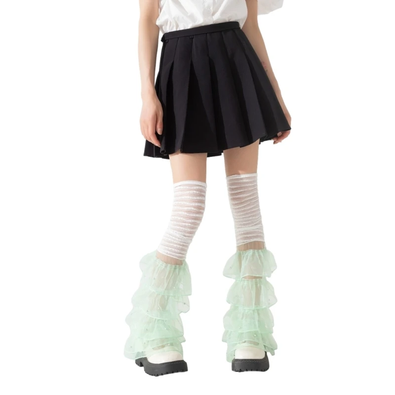 

Women Japanese Leg Warmers Mesh Lace Ruffle Long Socks Summer Lolitas Sweet Thigh High Socks Cosplay Leg Cover