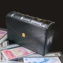PU Leather Collection Box Coins Gifts Case Organizer PMG Graded Banknotes Currency Holder Folder Paper Money Protective Storage