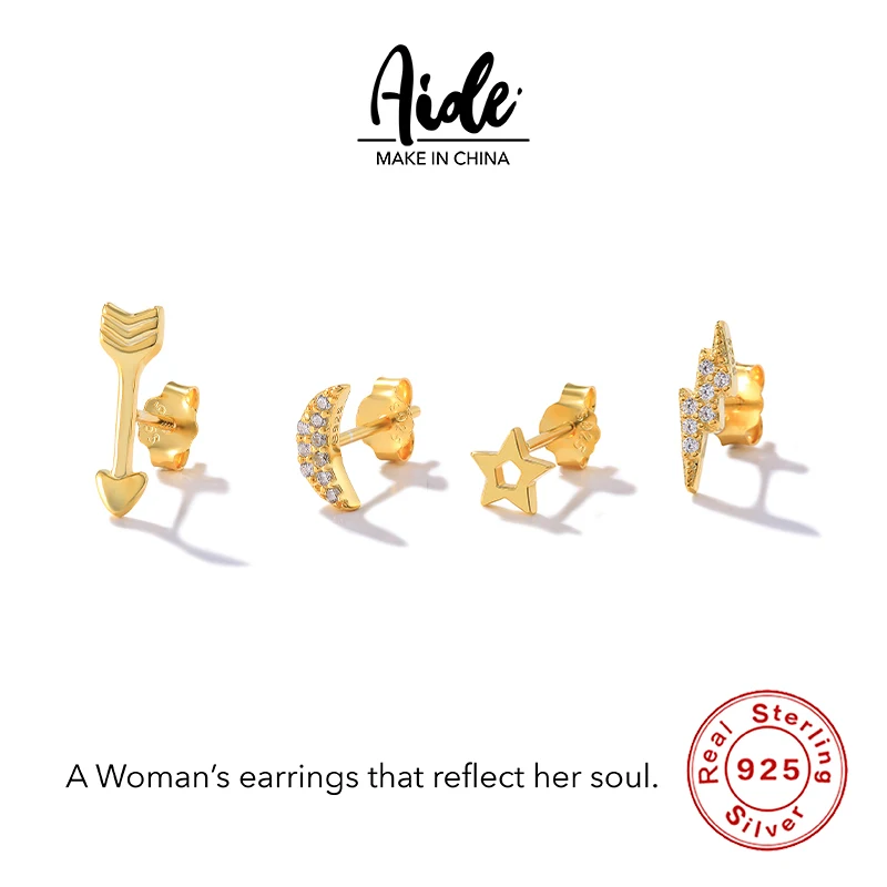 Женские серебряные серьги с Луной и молнией 
Женские серебряные серьги с Луной и молнией