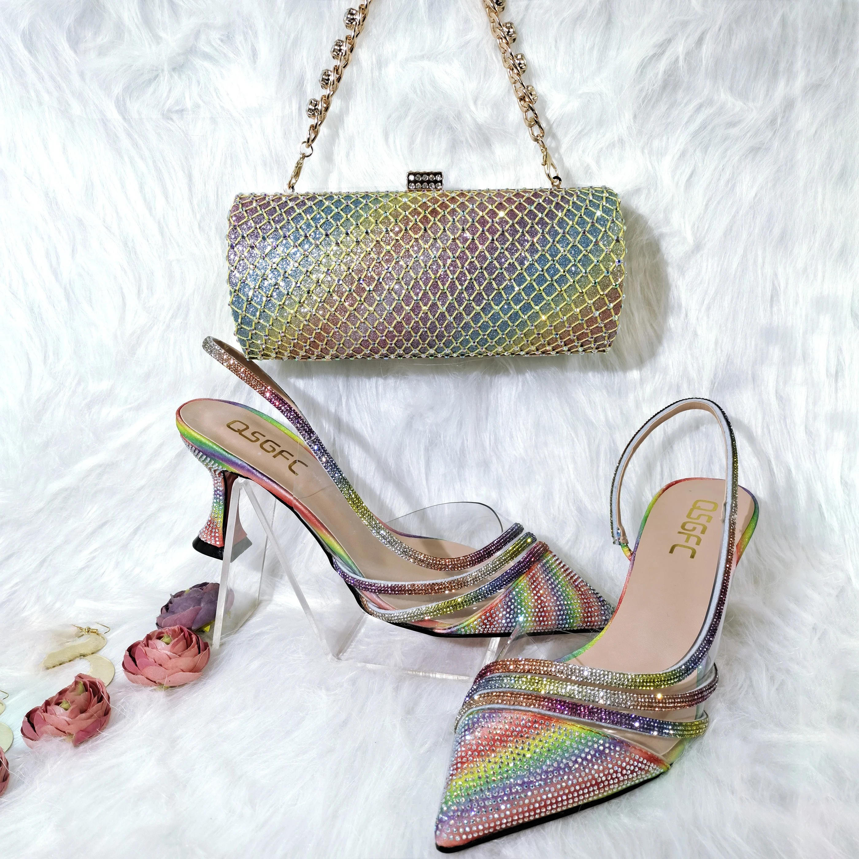 QSGFC 2022 Rainbow Color Pointed Stiletto Simple Design Ladies Shoes And Bag Party Shoes Bag Friend Party Shoes With bag
QSGFC 2022 Rainbow Color Pointed Stiletto Simple Design Ladies Shoes And Bag Party Shoes Bag Friend Party Shoes With bag