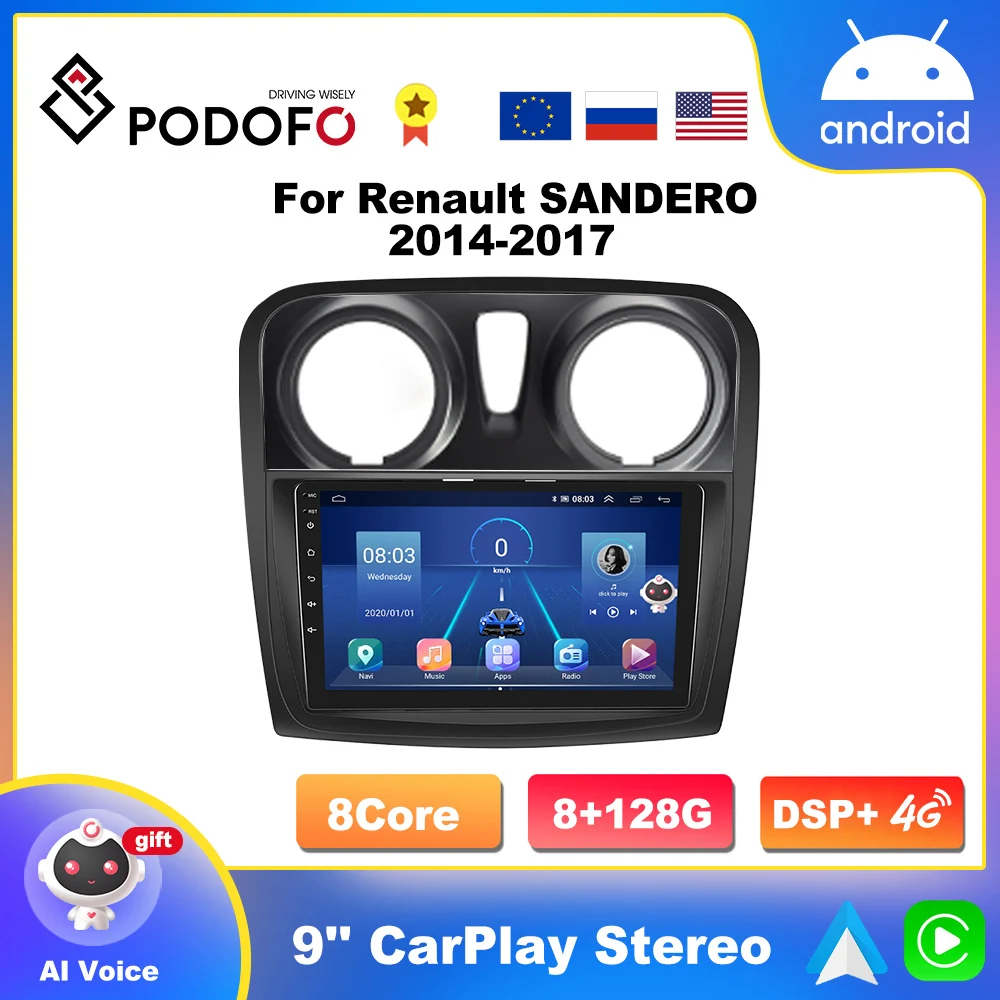Podofo 4G WIFI CarPlay For Renault Logan 2 2012-2019 AutoRadio Sandero 2 2014-2019 Android Radio 2din Stereo GPS Navigation DSP
Podofo 4G WIFI CarPlay For Renault Logan 2 2012-2019 AutoRadio Sandero 2 2014-2019 Android Radio 2din Stereo GPS Navigation DSP