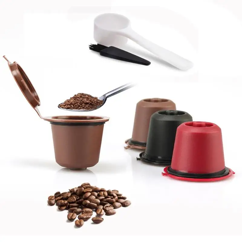 

Многоразовые капсулы для кофе Nespresso с пластиковой ложкой 1 шт., капсула с фильтром для оригинальной линии, набор фильтров для кофе Siccsaee