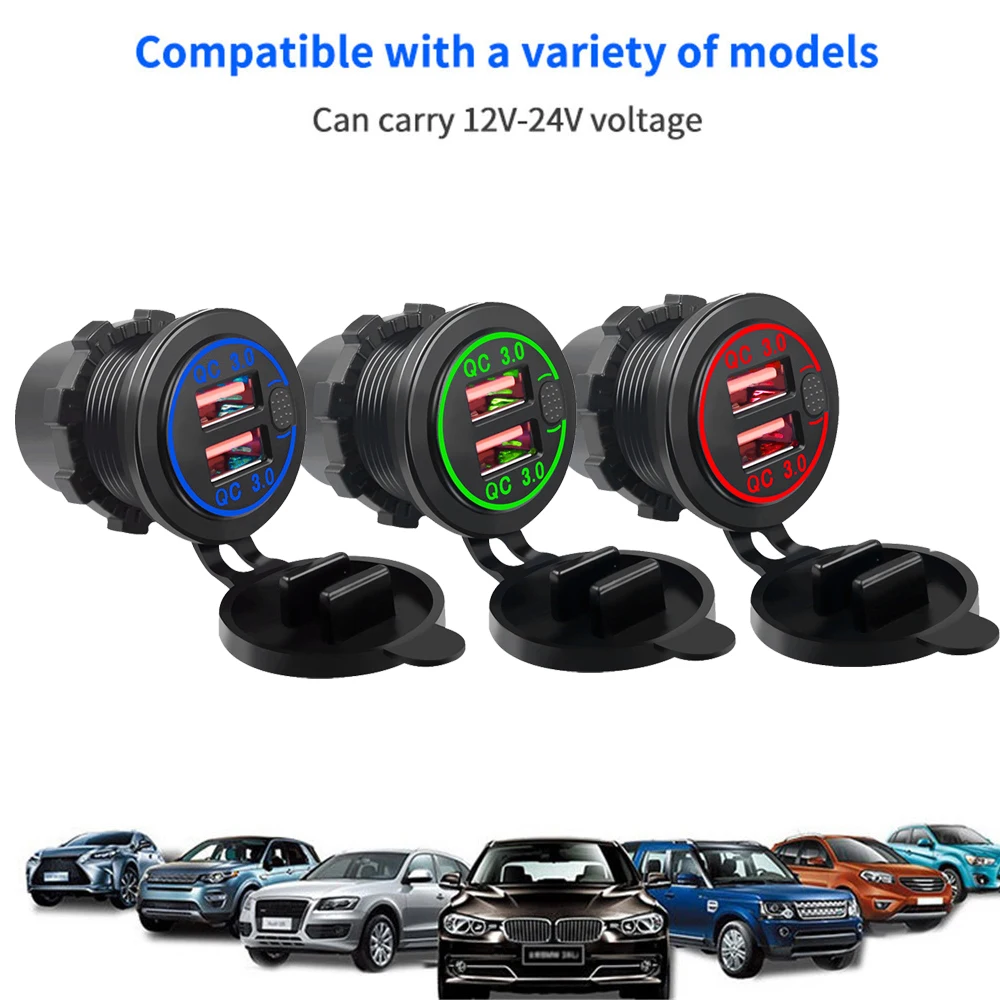 Автомобильное зарядное устройство QC3.0 с двумя USB-портами и выключателем
Автомобильное зарядное устройство QC3.0 с двумя USB-портами и выключателем