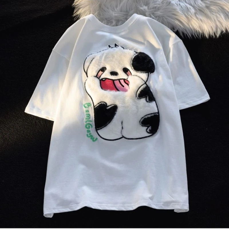 American Trendy Brand Flocked Cartoon Short Sleeved T-shirt for Men and Women Summer Loose and Versatile Couple Half Sleeved Top
American Trendy Brand Flocked Cartoon Short Sleeved T-shirt for Men and Women Summer Loose and Versatile Couple Half Sleeved Top