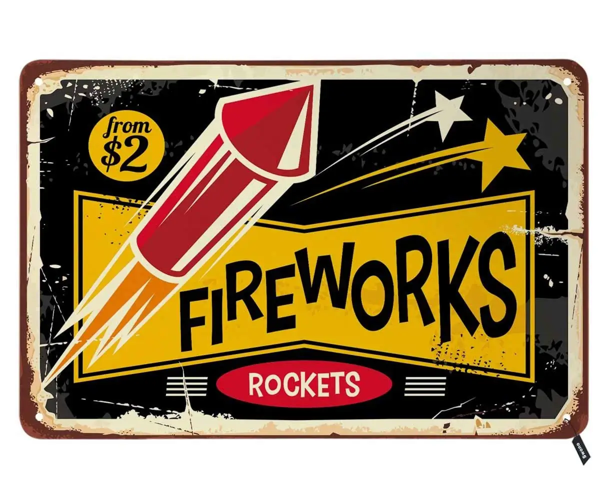 Fireworks Rockets Tin Signs Vintage Metal Tin Sign for Men Women Wall Decor for Bars Restaurants Cafes Pubs 12x8 Inch
Fireworks Rockets Tin Signs Vintage Metal Tin Sign for Men Women Wall Decor for Bars Restaurants Cafes Pubs 12x8 Inch