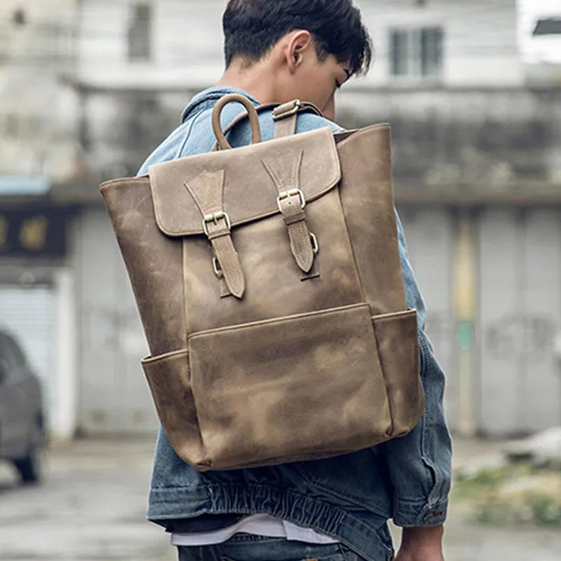 Handmade Japanese and Korean Leather Backpack Trend Youth Leather Backpack Fashion Men's Crazy Horse Leather Leisure Travel Scho
Handmade Japanese and Korean Leather Backpack Trend Youth Leather Backpack Fashion Men's Crazy Horse Leather Leisure Travel Scho