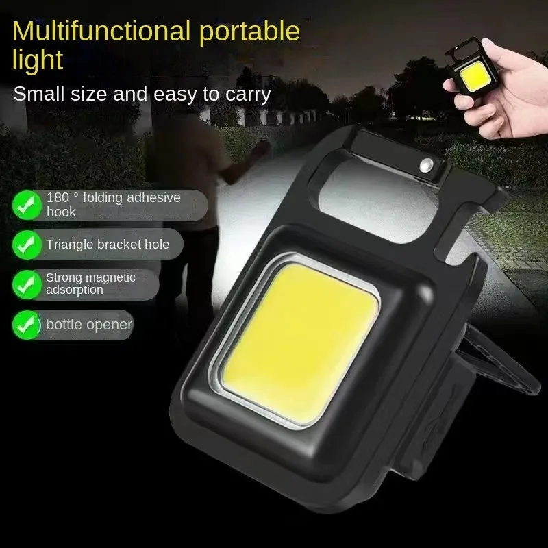 On board new portable COB mini keychain light highlight Type-C charging work light outdoor flashlight
On board new portable COB mini keychain light highlight Type-C charging work light outdoor flashlight