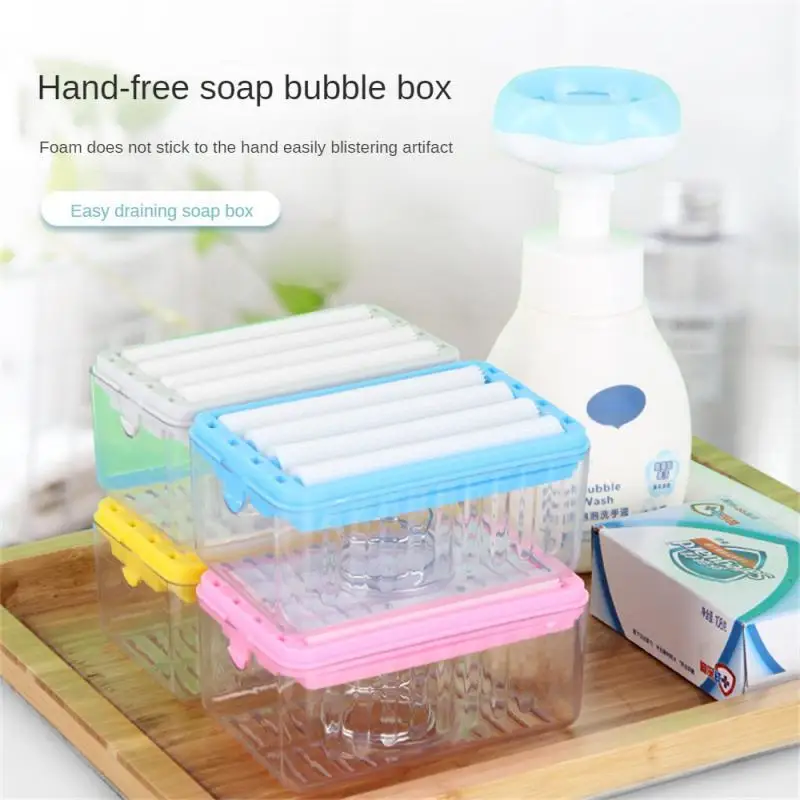 

Soap Box Hands Free Foaming Soap Dish Multifunctional Soap Dish Hands Free Foaming Draining Household Storage Box Cleaning Tool