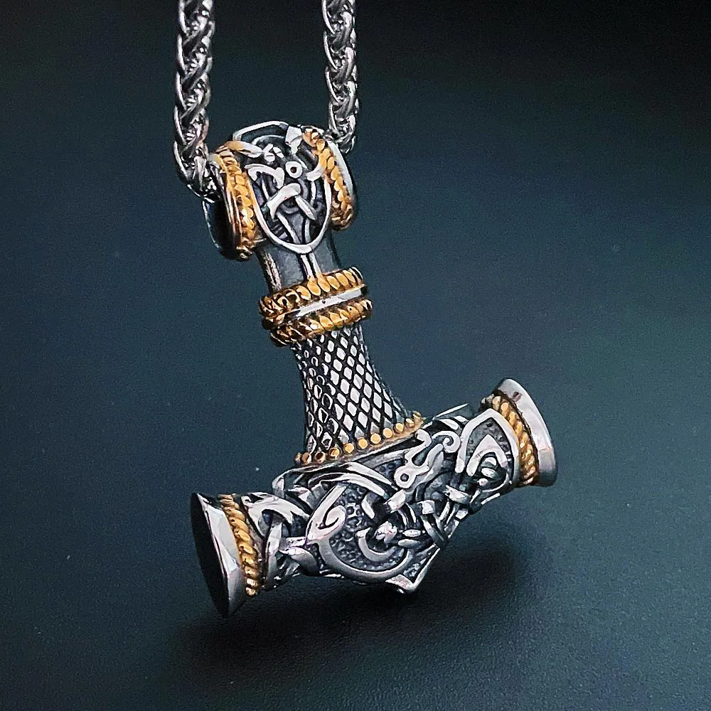 Norse Viking Thor's Hammer Necklace Pendant Men Vintage Stainless Steel Viking Celtics Necklace Chain Amulet Jewelry Wholesale
Norse Viking Thor's Hammer Necklace Pendant Men Vintage Stainless Steel Viking Celtics Necklace Chain Amulet Jewelry Wholesale