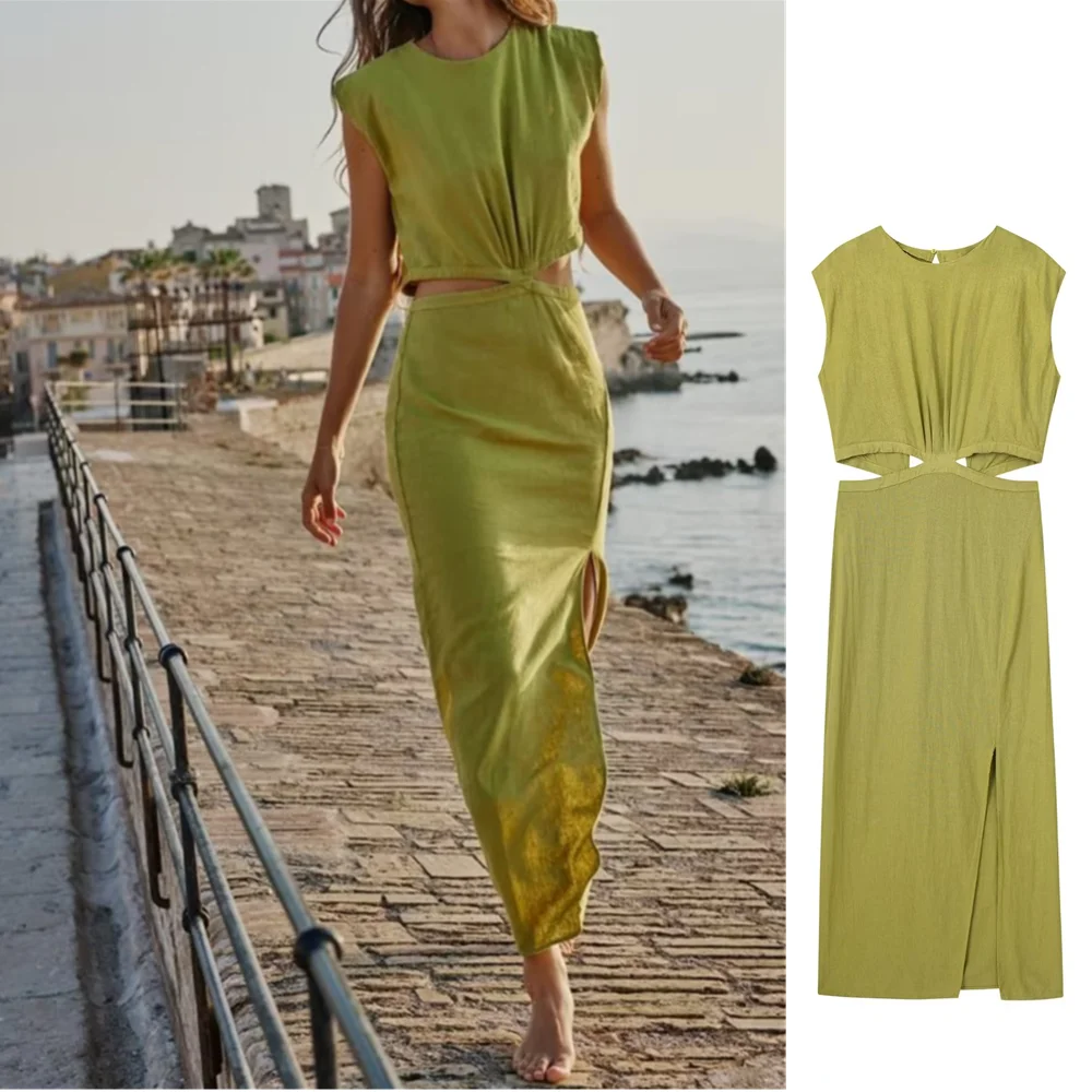 UNIZERA 2023 Summer New Women's Wear European and American Style Linen Blended Open Design Midi Dress 7901939
UNIZERA 2023 Summer New Women's Wear European and American Style Linen Blended Open Design Midi Dress 7901939