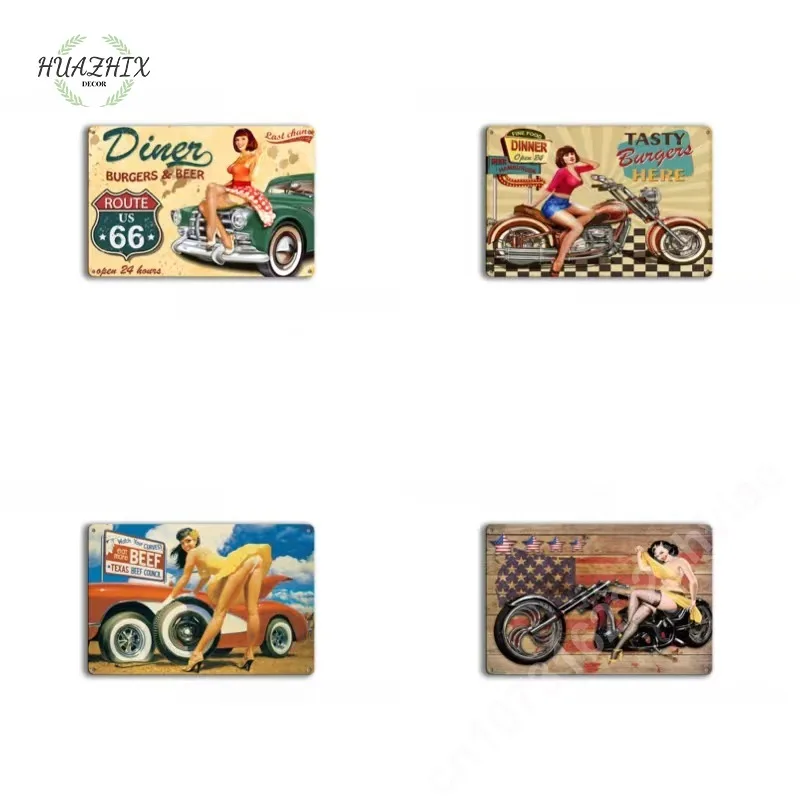Retro Style Metal Signs Coffee Shop Bar Club Wall Decoration Beauty Locomotive Poster Girl Iron Painting and Picture Tin Plaques
Retro Style Metal Signs Coffee Shop Bar Club Wall Decoration Beauty Locomotive Poster Girl Iron Painting and Picture Tin Plaques