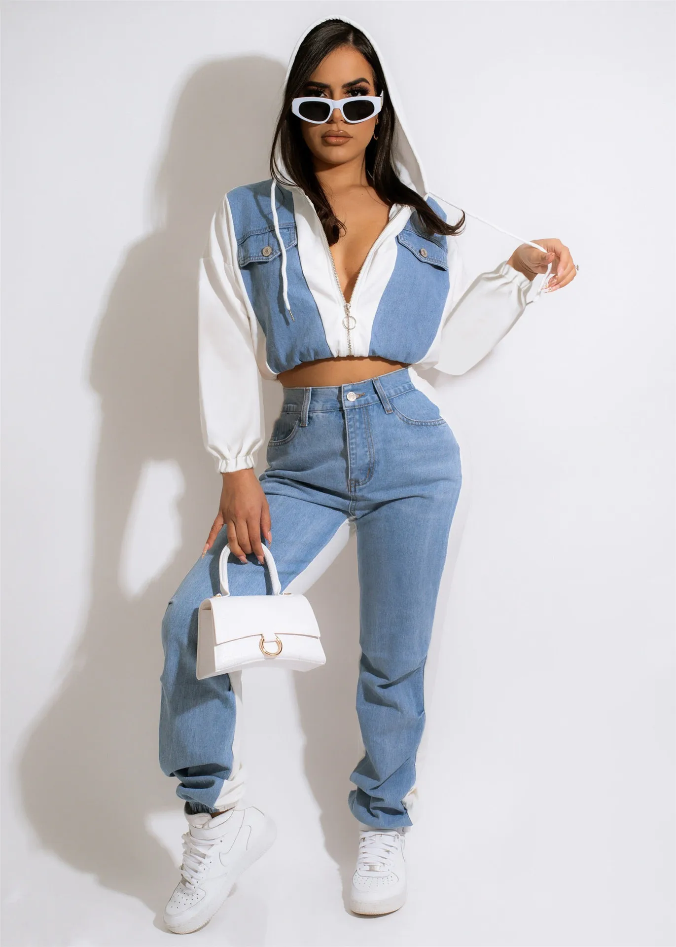 Женский Осенний тренировочный костюм с длинным рукавом и V-образным вырезом 
Женский Осенний тренировочный костюм с длинным рукавом и V-образным вырезом