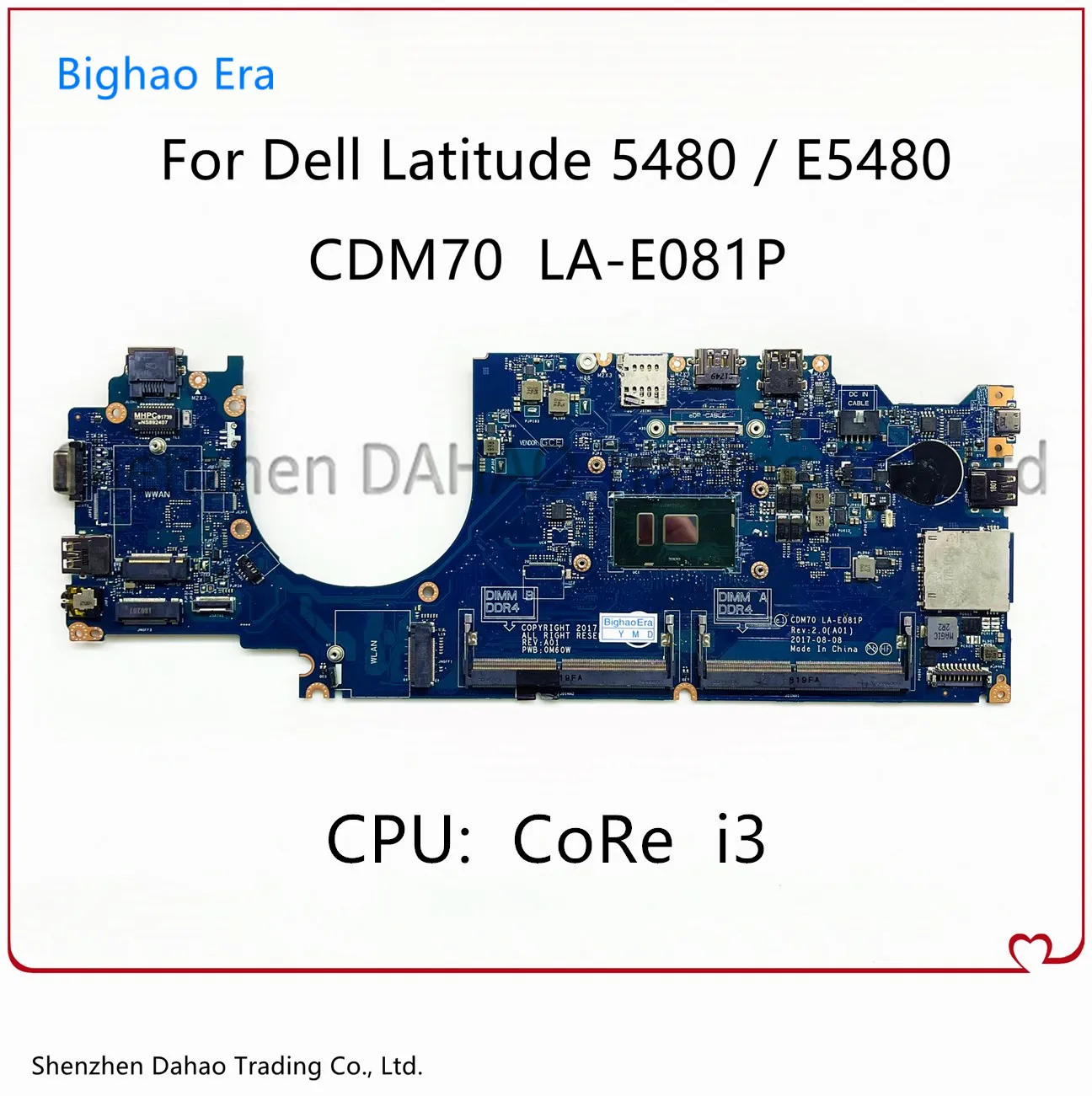 Материнская плата CDM70 для ноутбука Dell Latitude E5480 5480 с процессором Intel CoRe i3 DDR4 LA-E081P 03MNCR 100% полностью протестирована
Материнская плата CDM70 для ноутбука Dell Latitude E5480 5480 с процессором Intel CoRe i3 DDR4 LA-E081P 03MNCR 100% полностью протестирована