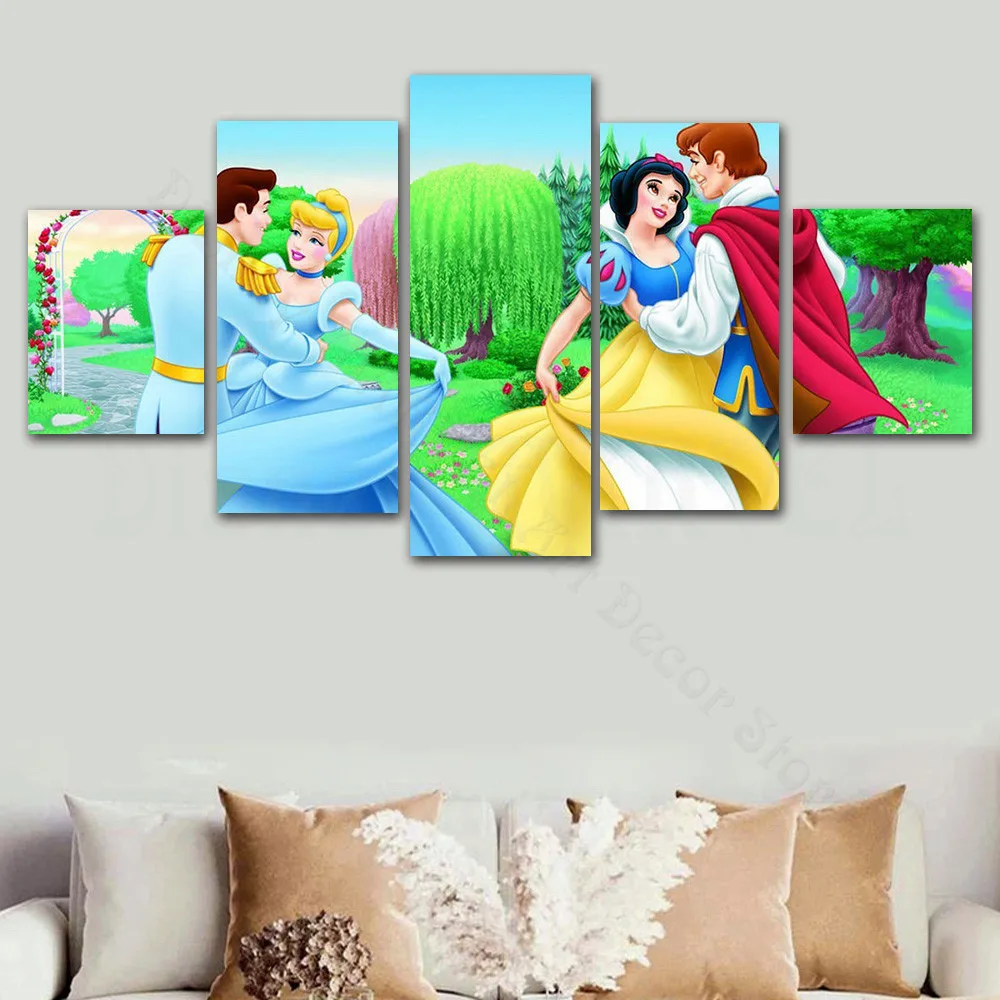 Disney 5 Pannel Canvas Painting Snow White Cinderella and Prince Canvas Poster and HD Print Wall Art Cartoon Picture Home Decor
Disney 5 Pannel Canvas Painting Snow White Cinderella and Prince Canvas Poster and HD Print Wall Art Cartoon Picture Home Decor