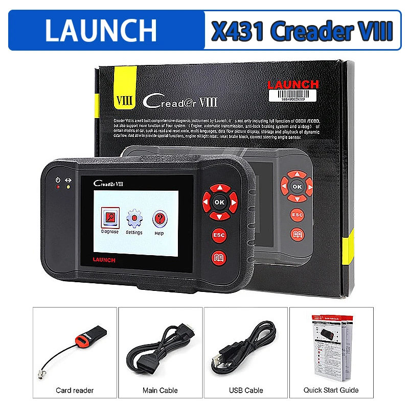 Диагностический сканер Launch X431 Creader VIII Obd2, автомобильный диагностический инструмент, тестер Eng/Abs/Srs/Подушка безопасности + Функция тормоза/сб...
Диагностический сканер Launch X431 Creader VIII Obd2, автомобильный диагностический инструмент, тестер Eng/Abs/Srs/Подушка безопасности + Функция тормоза/сб...