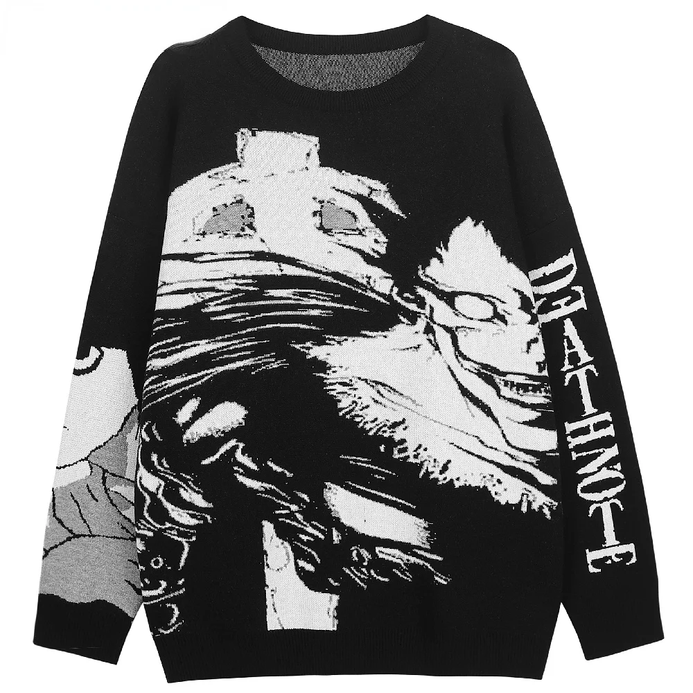 Mens Hip Hop Streetwear Autumn Cotton Pullover Harajuku Sweater Vintage Retro Japanese Style Anime Death Note Knitted Sweater
Mens Hip Hop Streetwear Autumn Cotton Pullover Harajuku Sweater Vintage Retro Japanese Style Anime Death Note Knitted Sweater