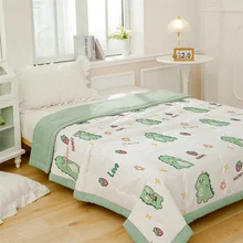 Autumn Thin Quilt Comforter Soft Duvet Warm Winter Pea Fleece Blanket Plaid Thickened Sleep Cartoon Bedding Cover Home Decor 1pc