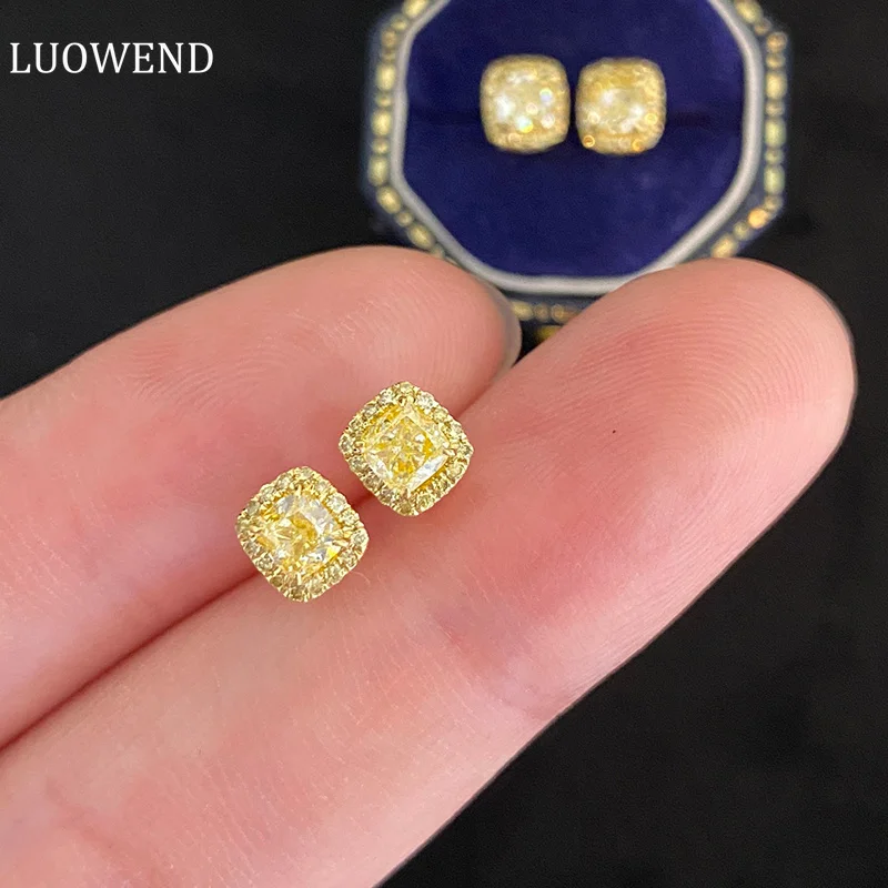 LUOWEND 18K Yellow Gold Earrings Real Natural Yellow Diamond Stud Earrings Fashion Square Shape Party Jewelry for Women
LUOWEND 18K Yellow Gold Earrings Real Natural Yellow Diamond Stud Earrings Fashion Square Shape Party Jewelry for Women