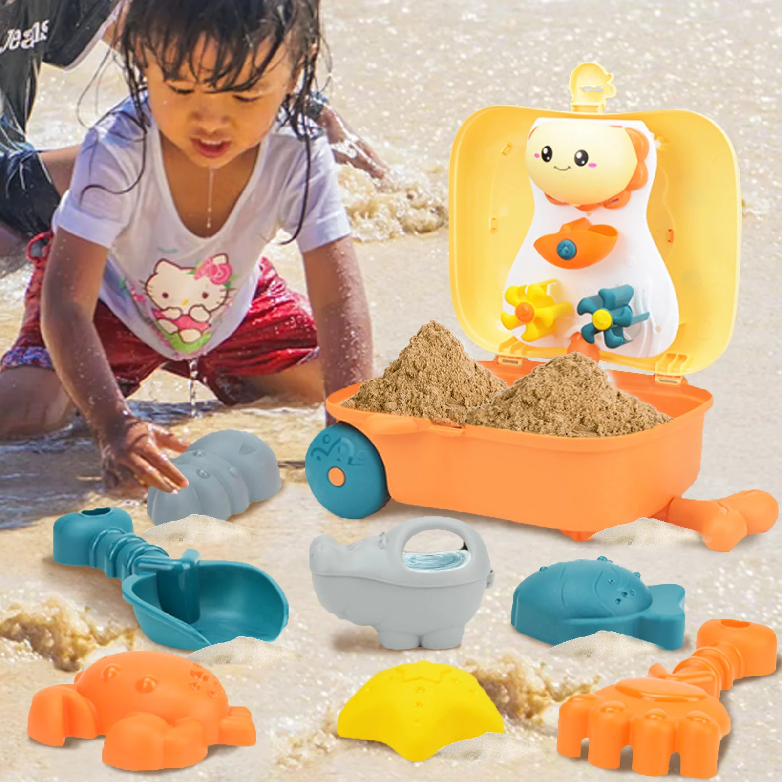 Baby Beach Game Toy Set Children Sandbox Toys Trolley Case Beach Toy Shovel Sand Molds Rake Watering Can Beach Game Toy for Kids
Baby Beach Game Toy Set Children Sandbox Toys Trolley Case Beach Toy Shovel Sand Molds Rake Watering Can Beach Game Toy for Kids