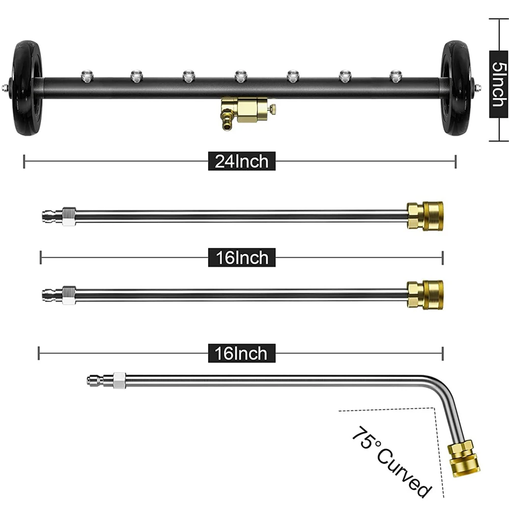 4000PSI Pressure Washer Undercarriage Cleaner Water Broom 18 Inch Pressure Washer Accessories with 3 Extension Wands 7 Nozzles
4000PSI Pressure Washer Undercarriage Cleaner Water Broom 18 Inch Pressure Washer Accessories with 3 Extension Wands 7 Nozzles