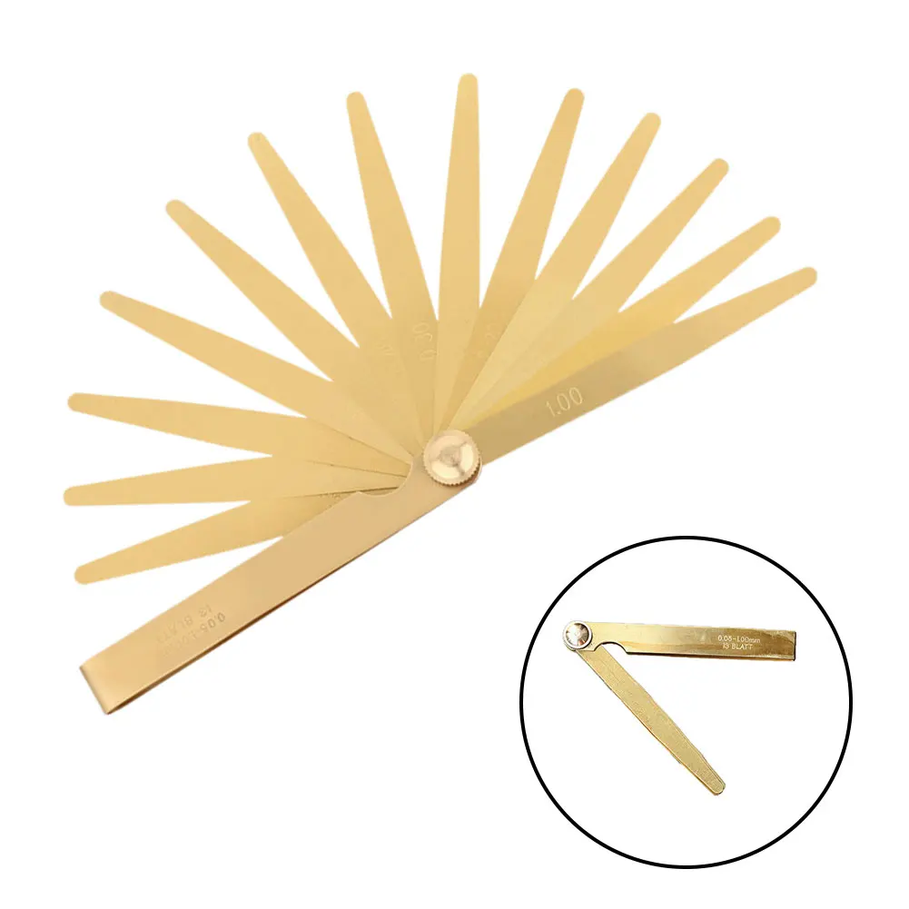 13pcs Blades Feeler Gauge 0.05-1.00M High Precision Metric Gauge Foldable Range Brass Feeler Measurements Tool
13pcs Blades Feeler Gauge 0.05-1.00M High Precision Metric Gauge Foldable Range Brass Feeler Measurements Tool