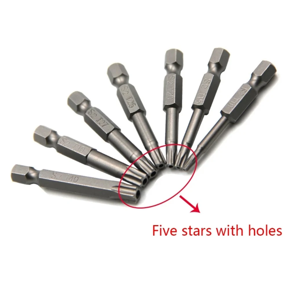 7pcs Screwdriver Bits Five-Point Magnetic T10-T40 S2 Alloy Steel Screwdriver Bits For Air Drills Repairing Power Tool Parts
7pcs Screwdriver Bits Five-Point Magnetic T10-T40 S2 Alloy Steel Screwdriver Bits For Air Drills Repairing Power Tool Parts