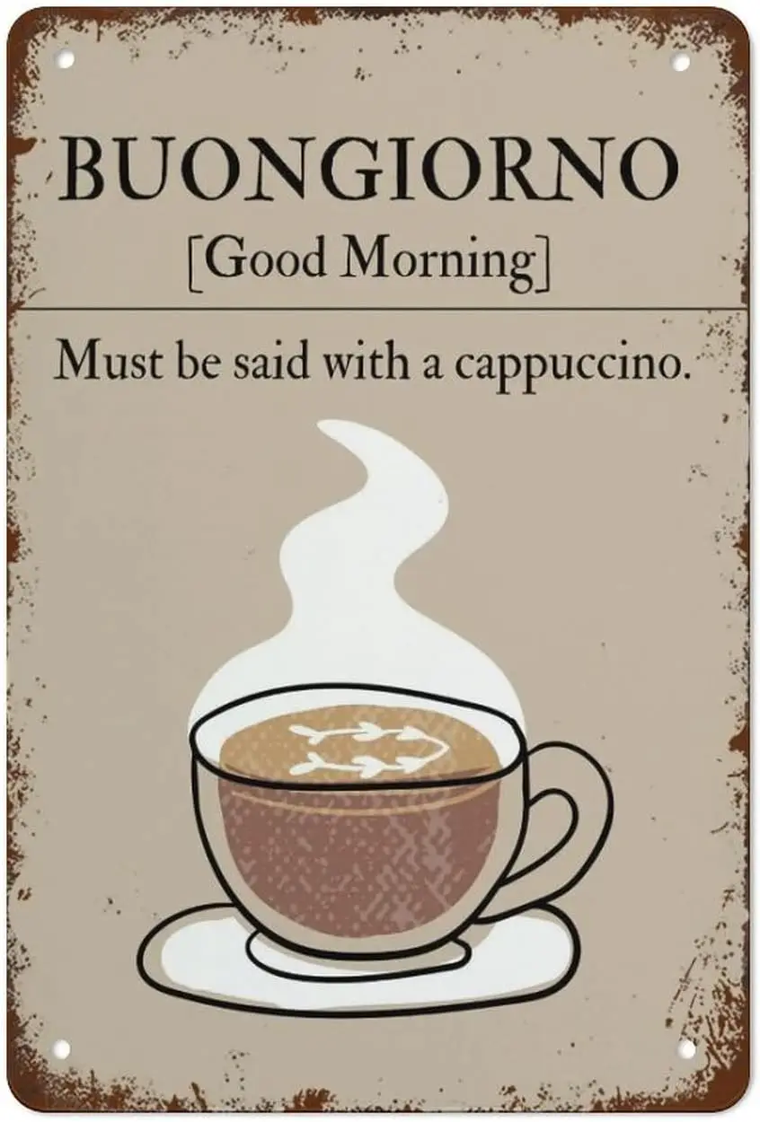 Metal Tin Sign Vintage Metal Signs Buongiorno Definition Cappuccino Art Retro Wall Decor for Home Cafes Office Store
Metal Tin Sign Vintage Metal Signs Buongiorno Definition Cappuccino Art Retro Wall Decor for Home Cafes Office Store