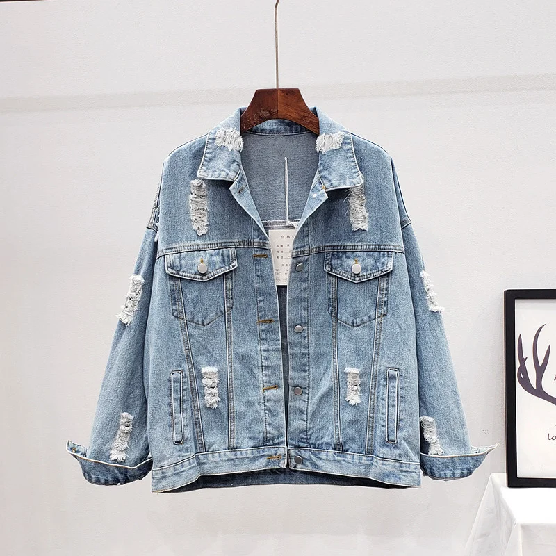 Holes Frayed Women New Fashion Sequins Denim Jacket Outerwear Female size Loose Harajuku Jeans Coat Streetwear
Holes Frayed Women New Fashion Sequins Denim Jacket Outerwear Female size Loose Harajuku Jeans Coat Streetwear