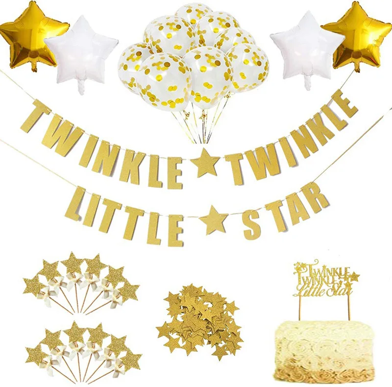 SURSURPIRSE TWINKLE Theme Golden Confetti Star Foil Balloon Cake Topper Banner Set for Baby Shower Gender Reveal Party Supplies
SURSURPIRSE TWINKLE Theme Golden Confetti Star Foil Balloon Cake Topper Banner Set for Baby Shower Gender Reveal Party Supplies
