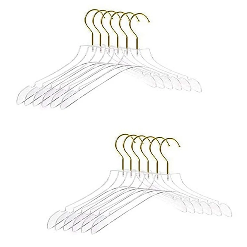 10 Pcs Clear Clothes Hangers With Gold Hook, Transparent Shirts Dress Coat Hanger With Notches For Lady Kids Small
10 Pcs Clear Clothes Hangers With Gold Hook, Transparent Shirts Dress Coat Hanger With Notches For Lady Kids Small