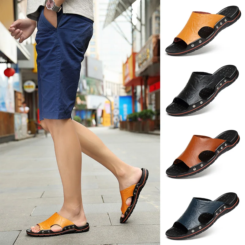 Shoes for Men Summer Slippers Genuine Leather Mens Flip Flops Comfortable Brown Beach Slides Bathroom Shoes Home Slippers Casual
Shoes for Men Summer Slippers Genuine Leather Mens Flip Flops Comfortable Brown Beach Slides Bathroom Shoes Home Slippers Casual