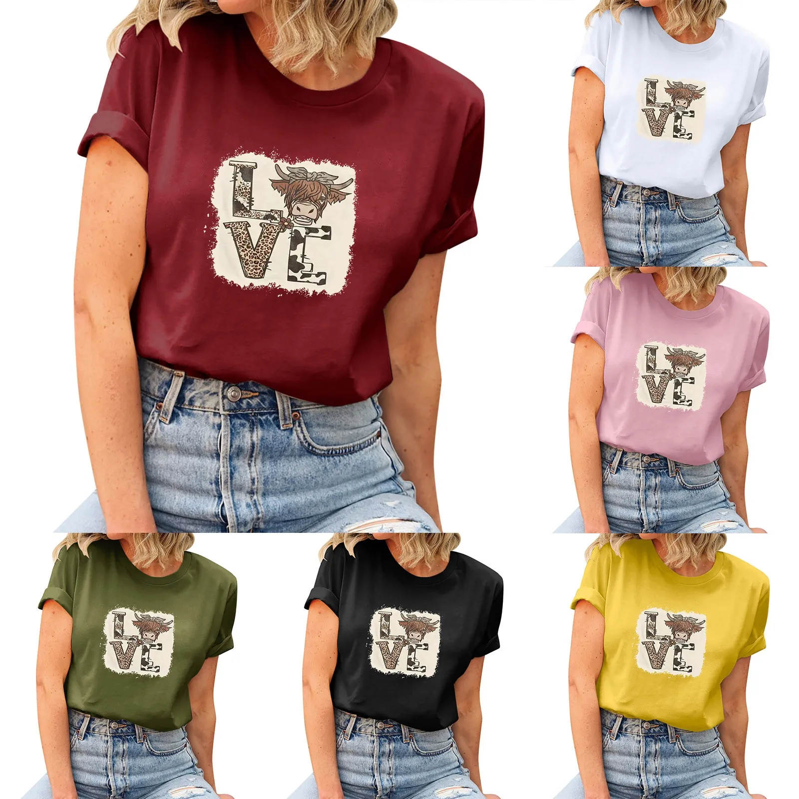 Women Casual O Neck Short Sleeved Top Western Love Pattern Print T Shirt 2 T Women Long Sleeve
Women Casual O Neck Short Sleeved Top Western Love Pattern Print T Shirt 2 T Women Long Sleeve