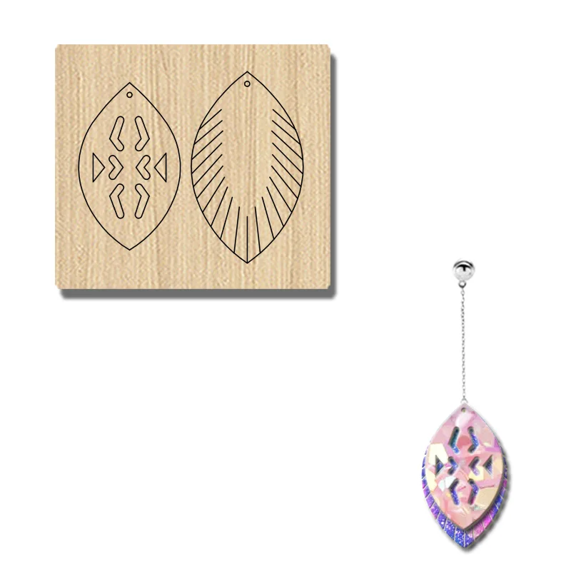 

EM109 Double Layered Hollow Tassel Shaped Earrings With Wooden Cutting Mold, Customizable For Most Machines