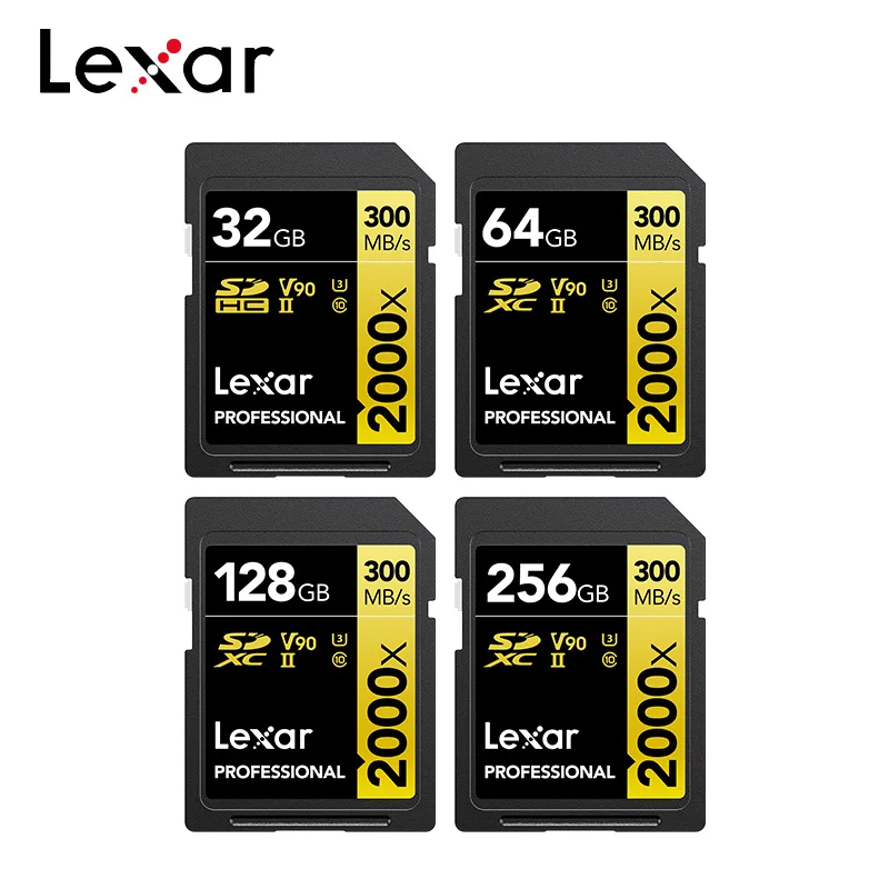 100% оригинальная SD-карта Lexar 2000x 32 ГБ 64 UHS-II 300 128 класс 10 U3 V90 карта памяти для 3D