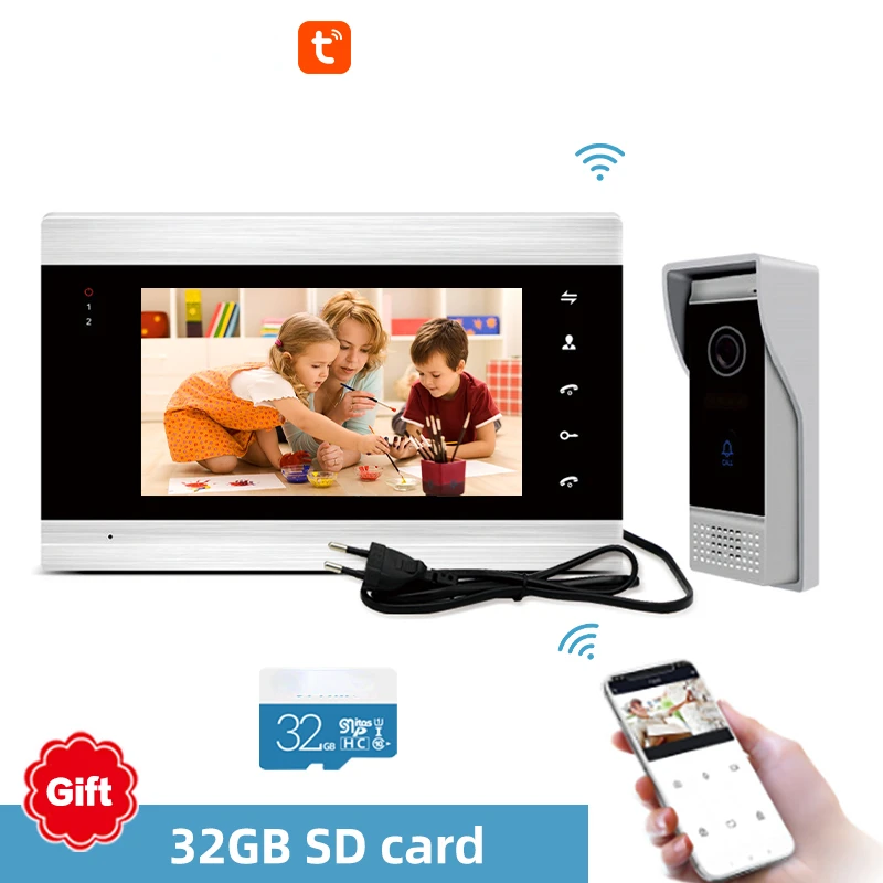 Видеодомофон для домашней двери, умный дверной звонок с монитором 7 дюймов и AHD камерой, Wi-Fi, IP, датчиком движения
Видеодомофон для домашней двери, умный дверной звонок с монитором 7 дюймов и AHD камерой, Wi-Fi, IP, датчиком движения
