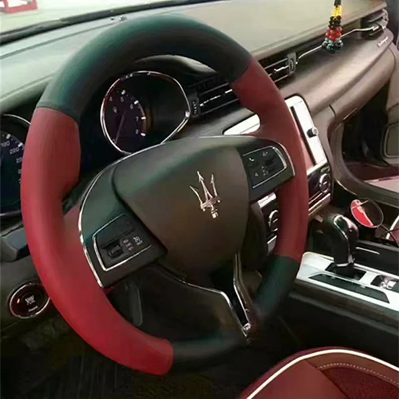 DIY hand-stitched leather suede car steering wheel cover for Maserati Quattroporte Ghibli Levante
DIY hand-stitched leather suede car steering wheel cover for Maserati Quattroporte Ghibli Levante