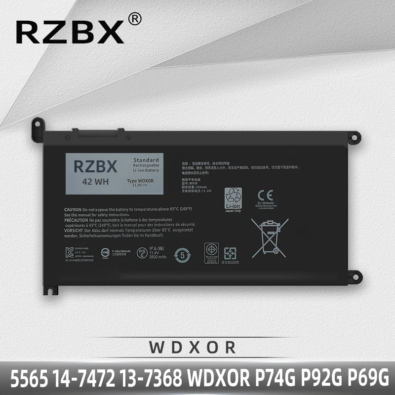 RZBX New Laptop Battery WDX0R For Dell Inspiron 13-5368 15-5578 5565 17 5770 Vostro 14-5468 15-5568 Latitude 3480 3488 3580 3588
RZBX New Laptop Battery WDX0R For Dell Inspiron 13-5368 15-5578 5565 17 5770 Vostro 14-5468 15-5568 Latitude 3480 3488 3580 3588
